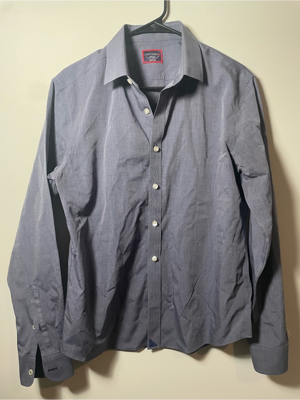 UNTUCKit Men's M slim fit Dress Shirt - grey-blue Dark academia vibes Officecore